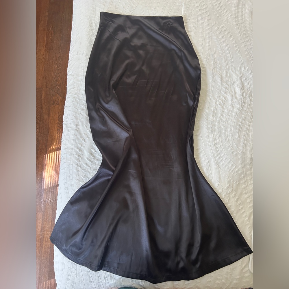 Black Satin Maxi Skirt